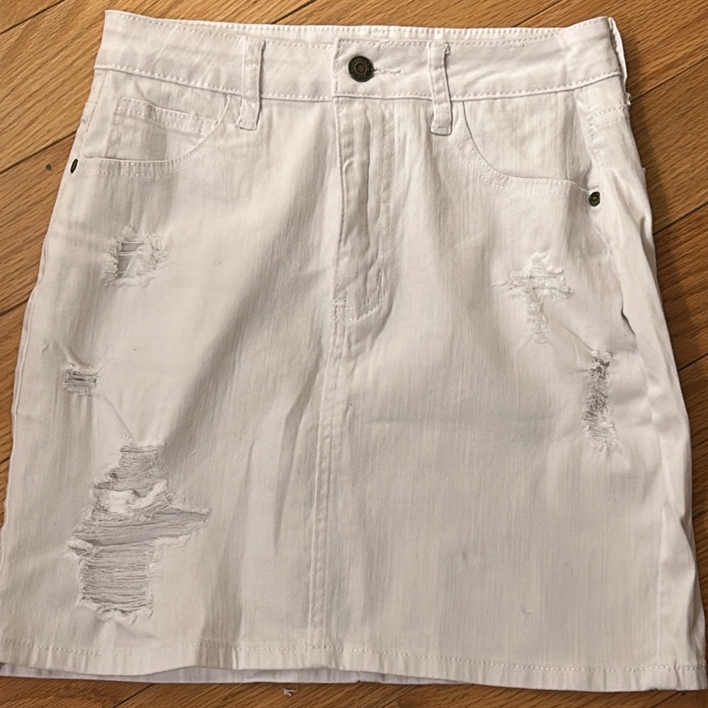 White jean skirt